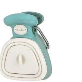 The Tailored Tail foldable blue and white dog poop scooper made from durable PP and TPR for hygienic outdoor use.